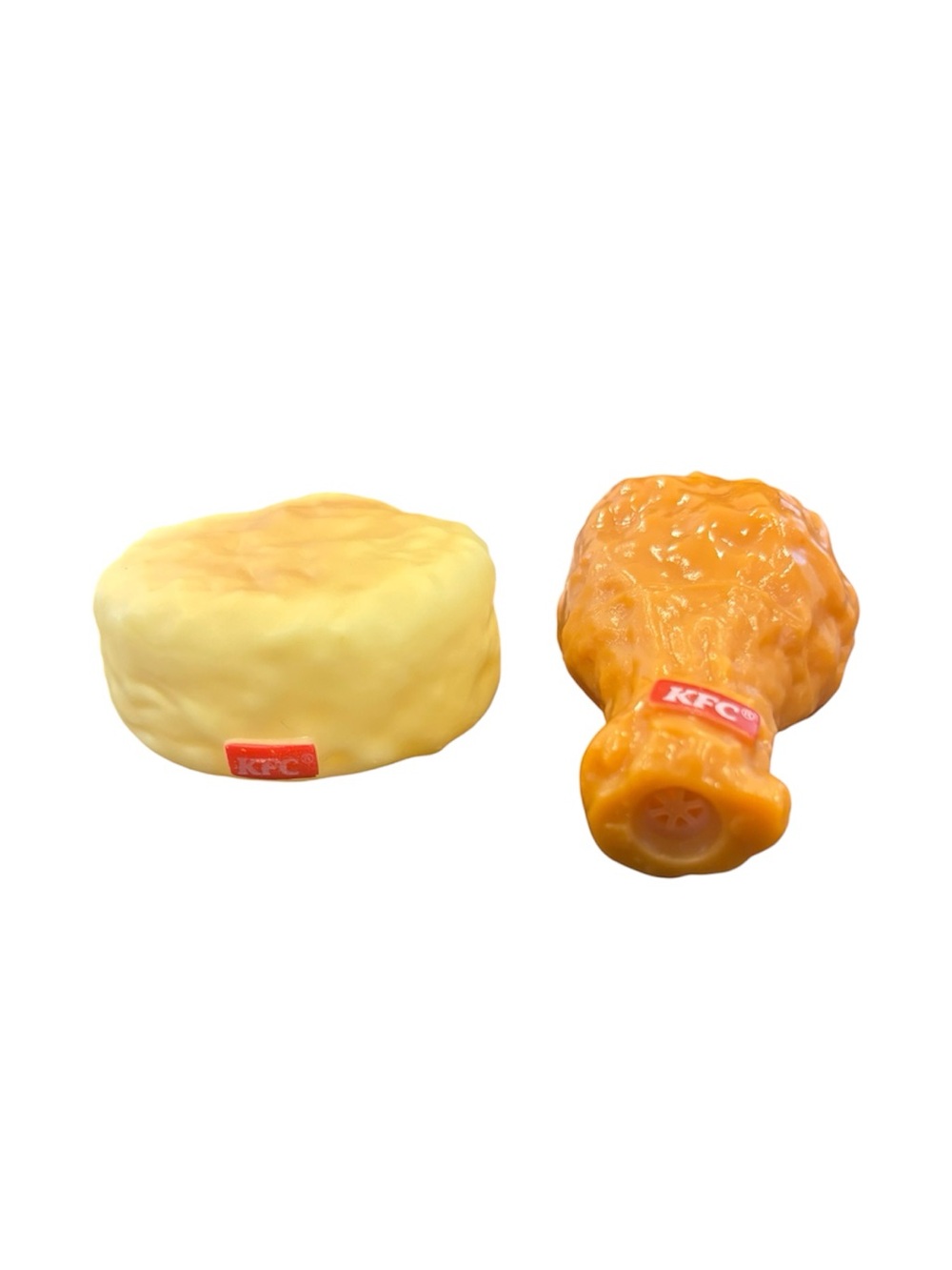 KFC Mini Vinyl Fried Chicken & Biscuit Dog Toy - Orange & Yellow NEW - Picture 2 of 4